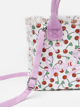 Mini-Kosmetiktasche aus kirschfarbenem Baumwollcanvas