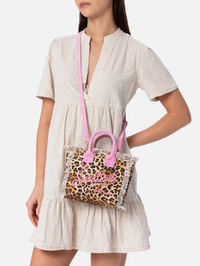 Mini-Kosmetiktasche aus Animalier-Baumwollcanvas