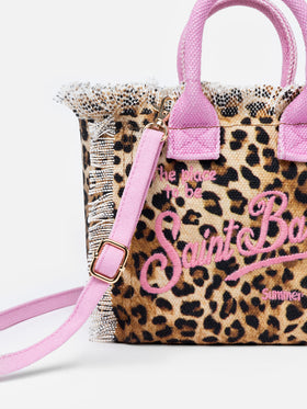 Mini-Kosmetiktasche aus Animalier-Baumwollcanvas
