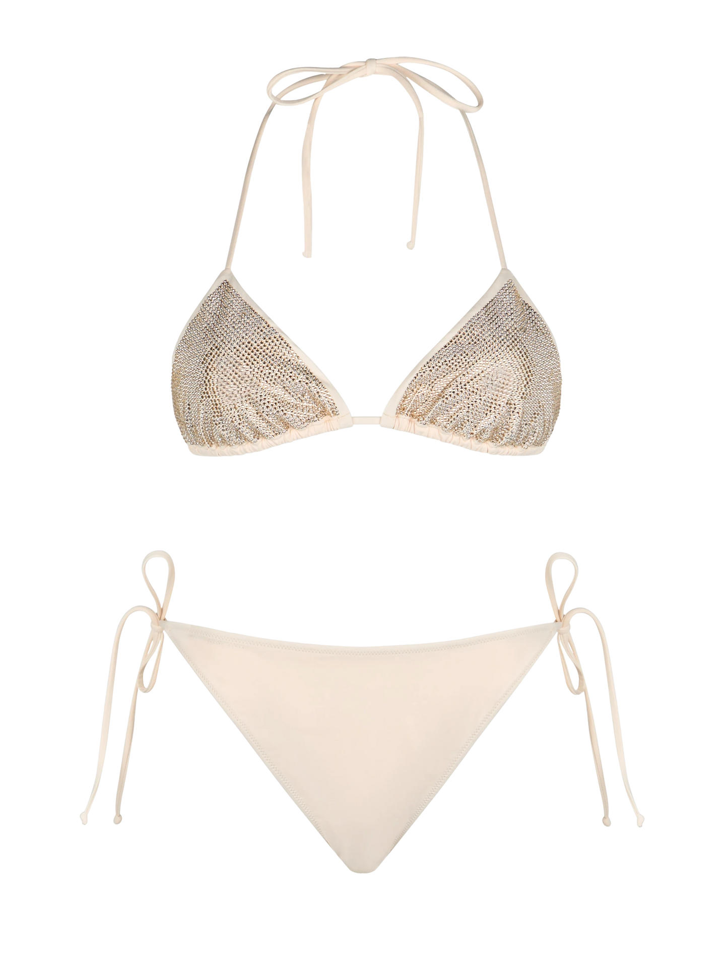 Woman triangle beige bikini with rhinestones - MC2 Saint Barth