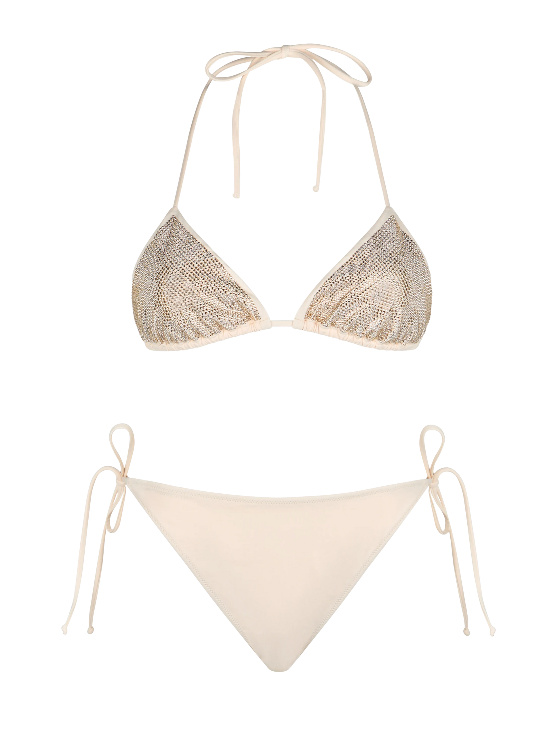 Woman triangle beige bikini with rhinestones - MC2 Saint Barth