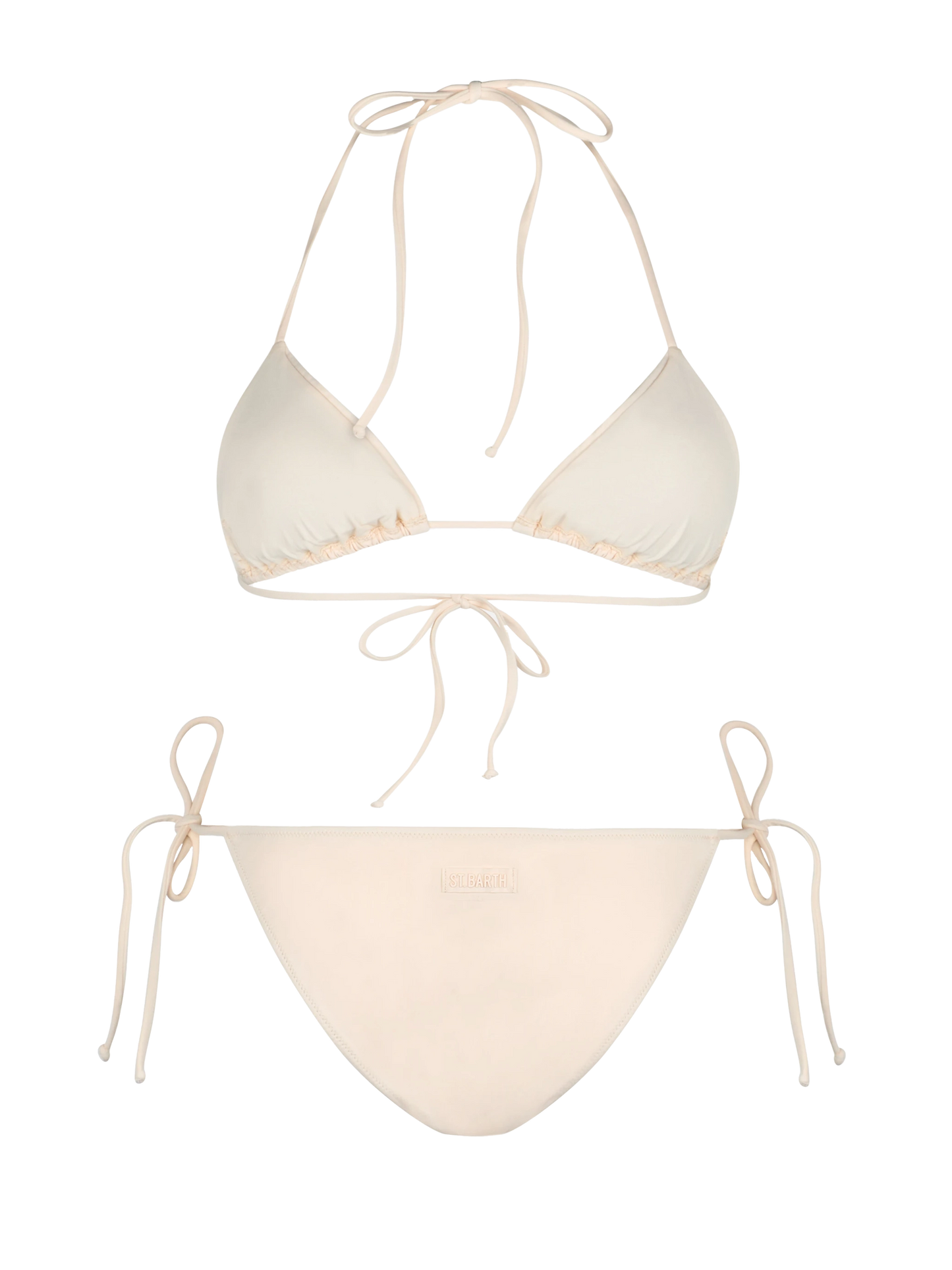 Woman triangle beige bikini with rhinestones - MC2 Saint Barth