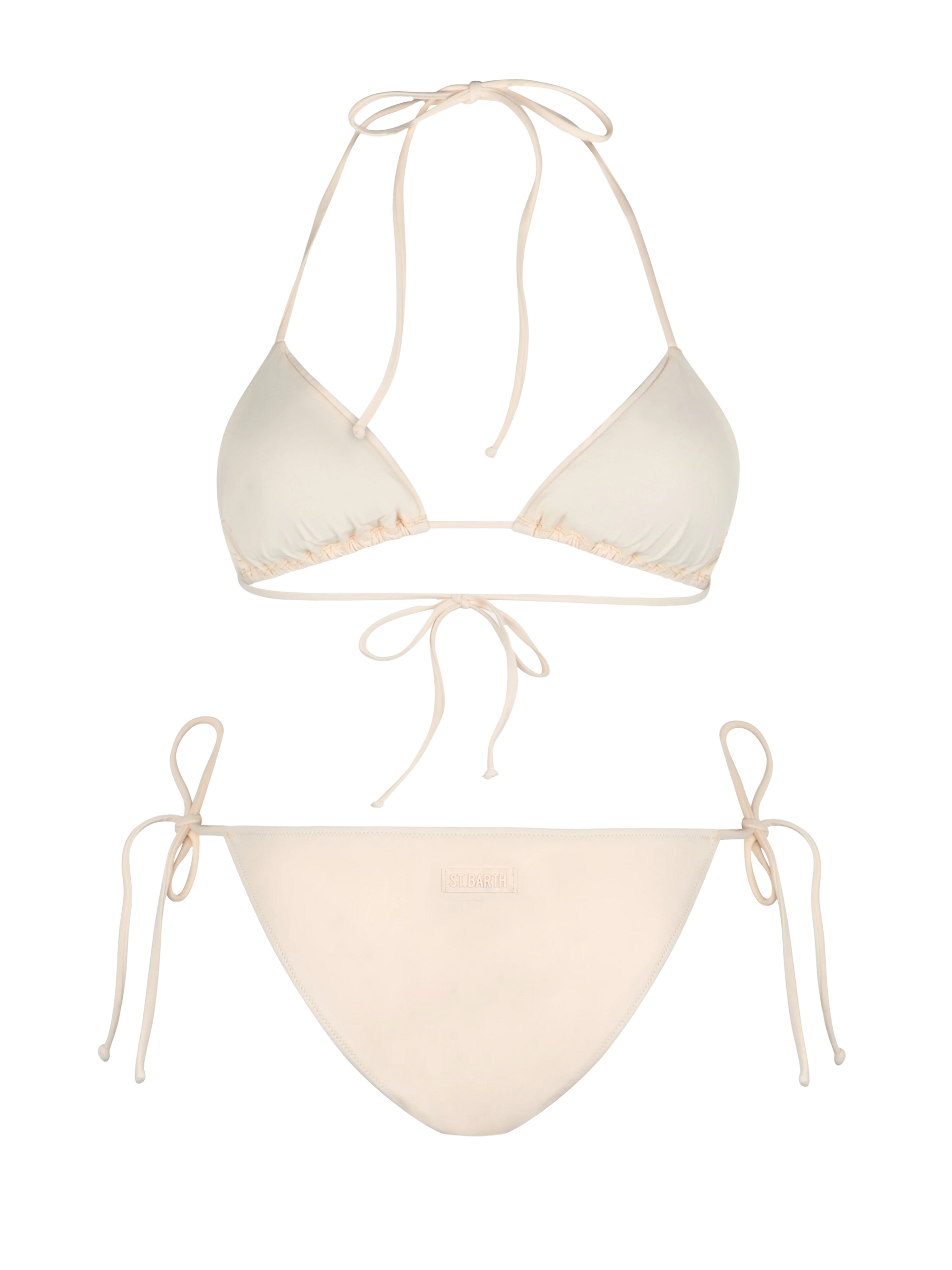 Woman triangle beige bikini with rhinestones - MC2 Saint Barth