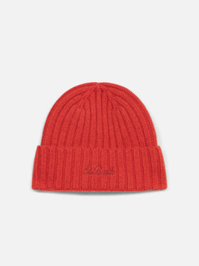 Man orange cashmere blend hat Wengen with St. Barth embroidery - MC2 Saint Barth