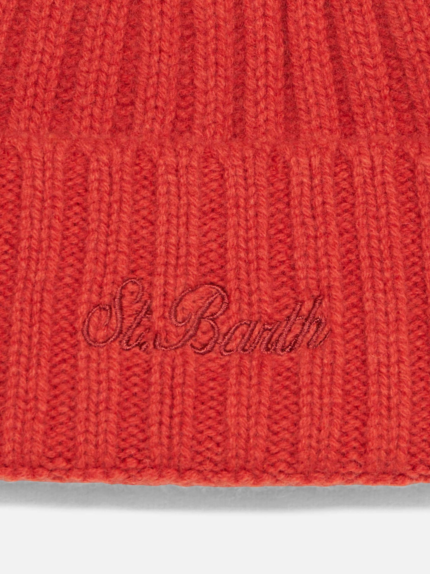 Man orange cashmere blend hat Wengen with St. Barth embroidery - MC2 Saint Barth