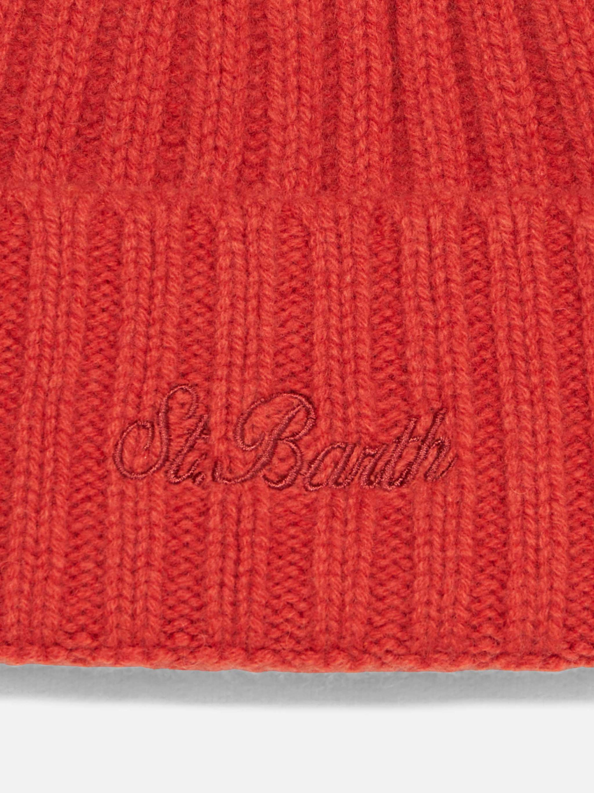 Man orange cashmere blend hat Wengen with St. Barth embroidery - MC2 Saint Barth