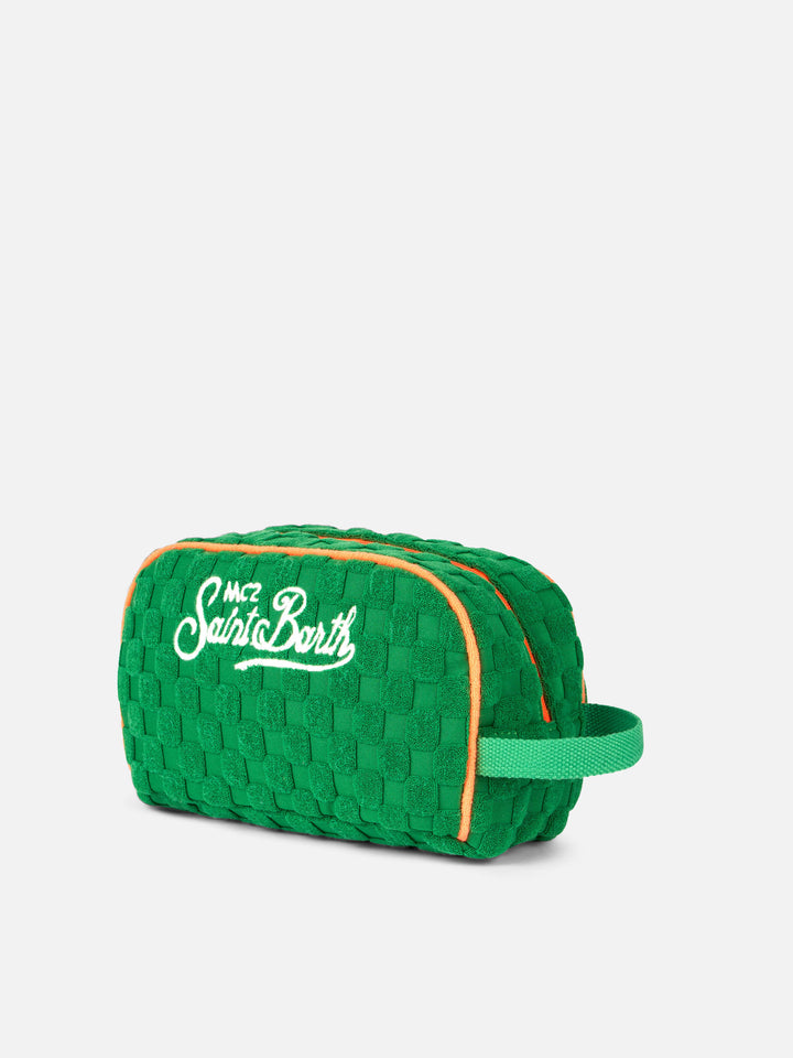 Beauty case in spugna verde goffrata