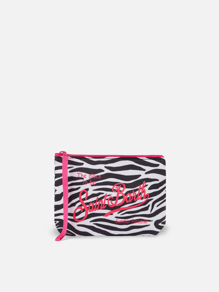 Pochette Aline in scuba con stampa zebrata
