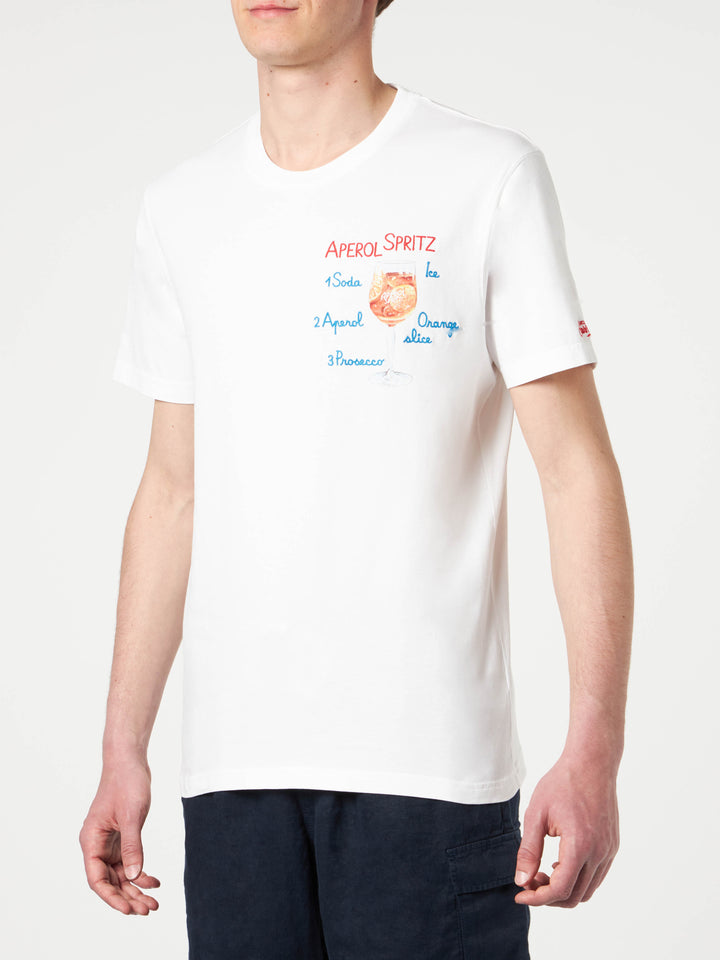 Man cotton t-shirt with Aperol Spritz front embroidery | APEROL SPECIAL EDITION - MC2 Saint Barth