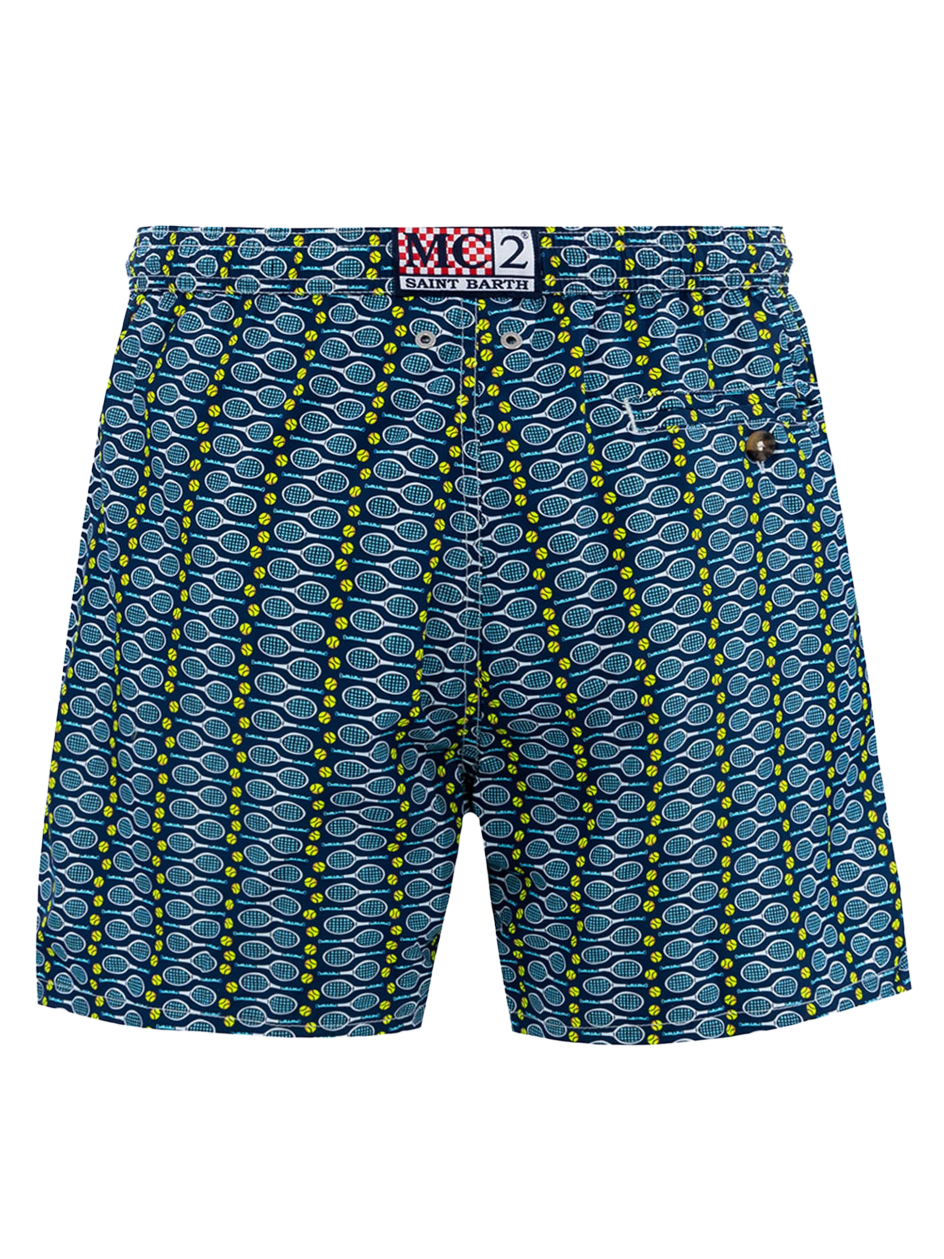 Man lightweight fabric swim-shorts Lighting Micro Fantasy with tennis print - MC2 Saint Barth