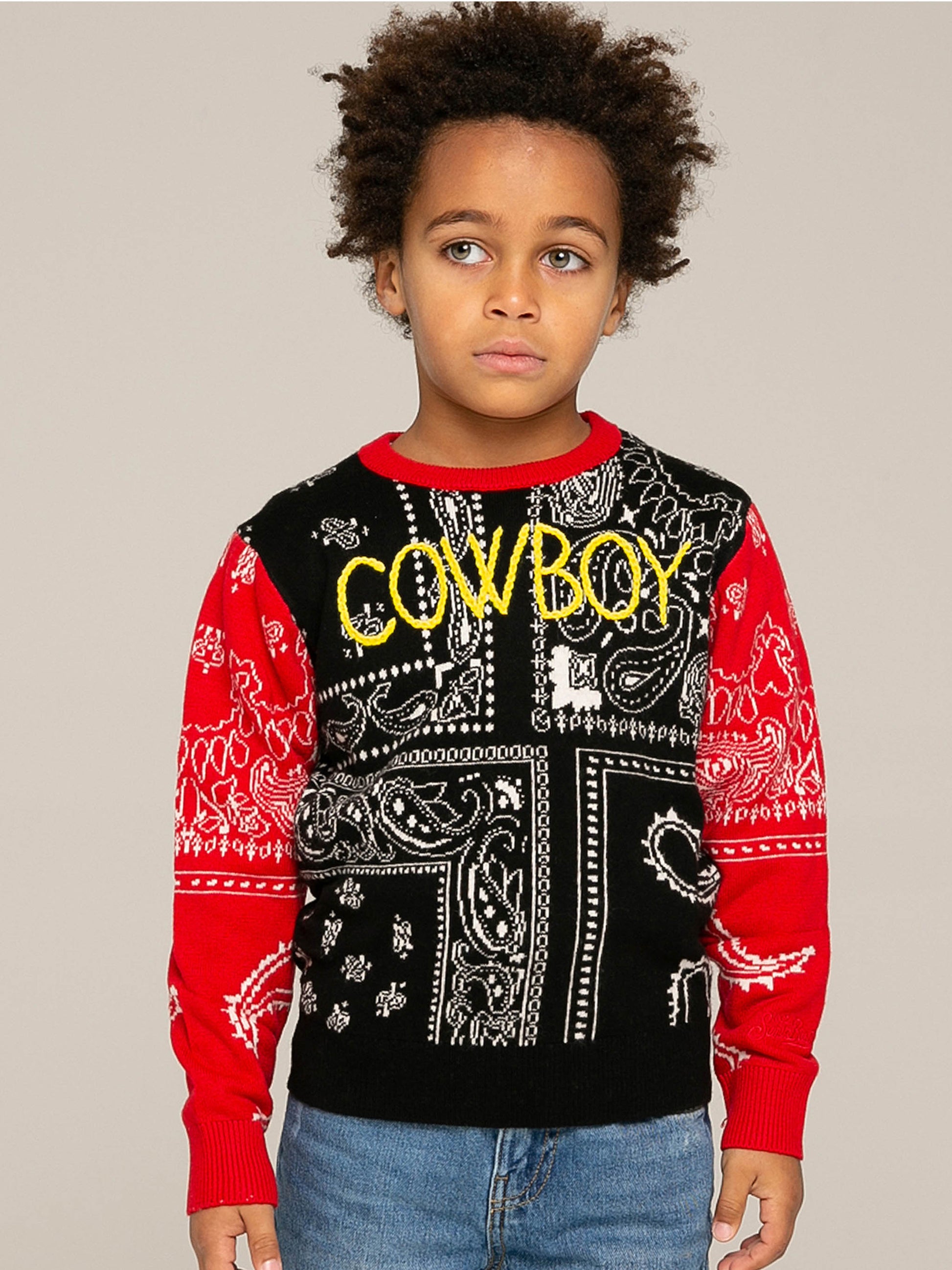 Boy bandanna sweater with Cowboy embroidery - MC2 Saint Barth