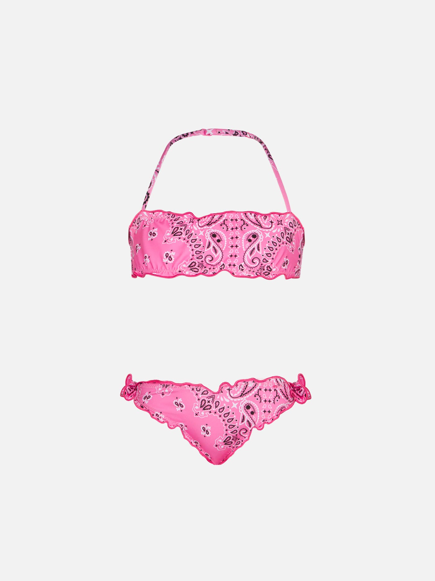 Girl bandeau bikini with pink bandanna print - MC2 Saint Barth