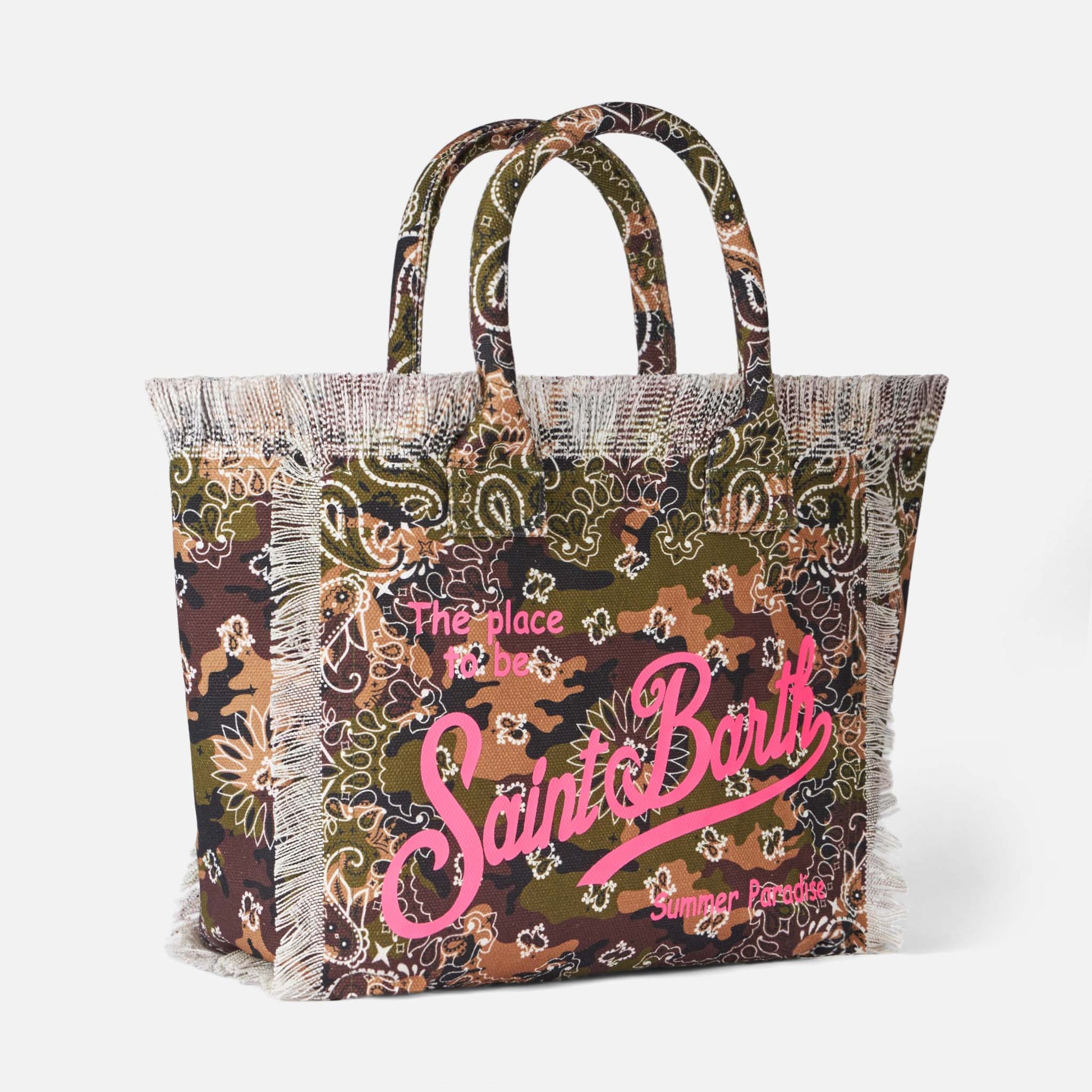 Vanity canvas shoulder bag with bandanna camouflage print - MC2 Saint Barth
