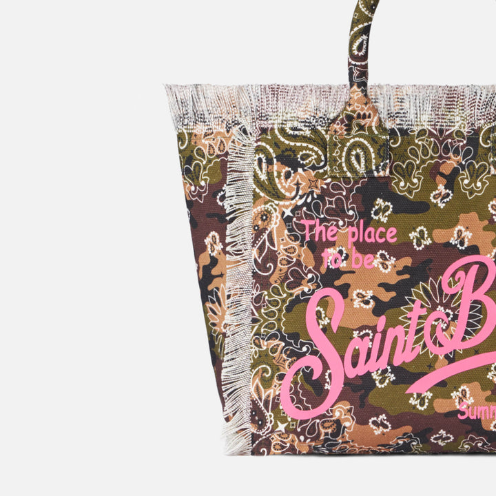 Vanity canvas shoulder bag with bandanna camouflage print - MC2 Saint Barth