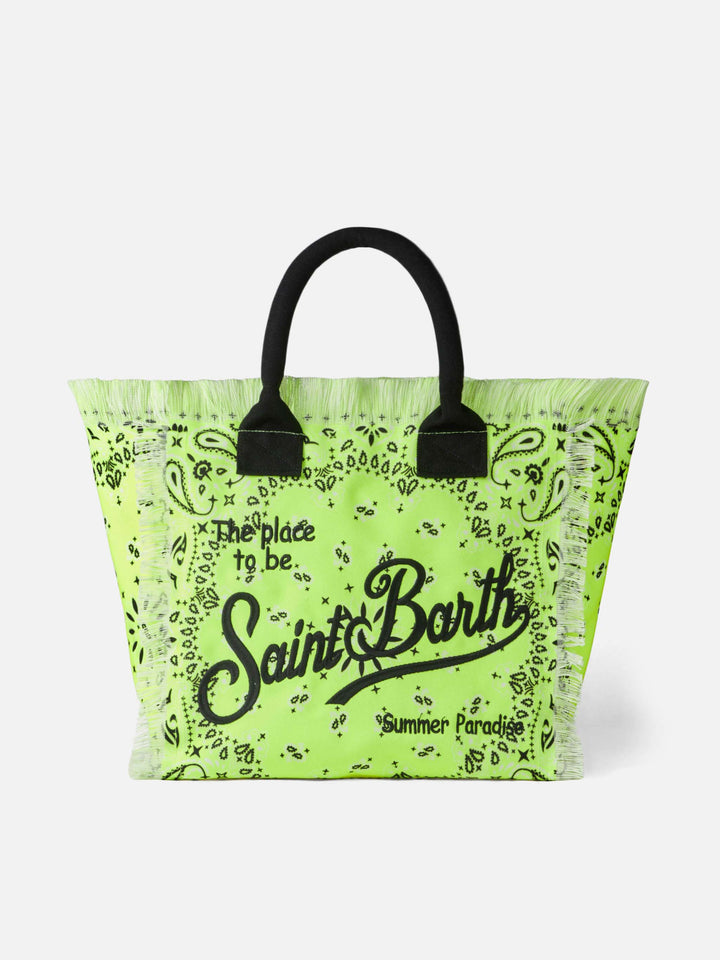 Vanity fluo yellow shoulder bag with bandanna print - MC2 Saint Barth