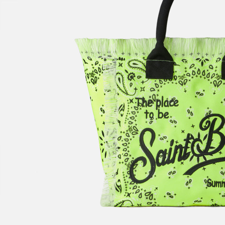 Vanity fluo yellow shoulder bag with bandanna print - MC2 Saint Barth
