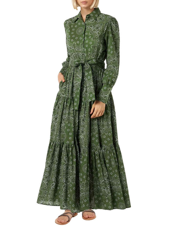 Woman green bandanna long dress Jensen - MC2 Saint Barth