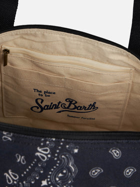 Travel duffel bag with black bandanna print - MC2 Saint Barth