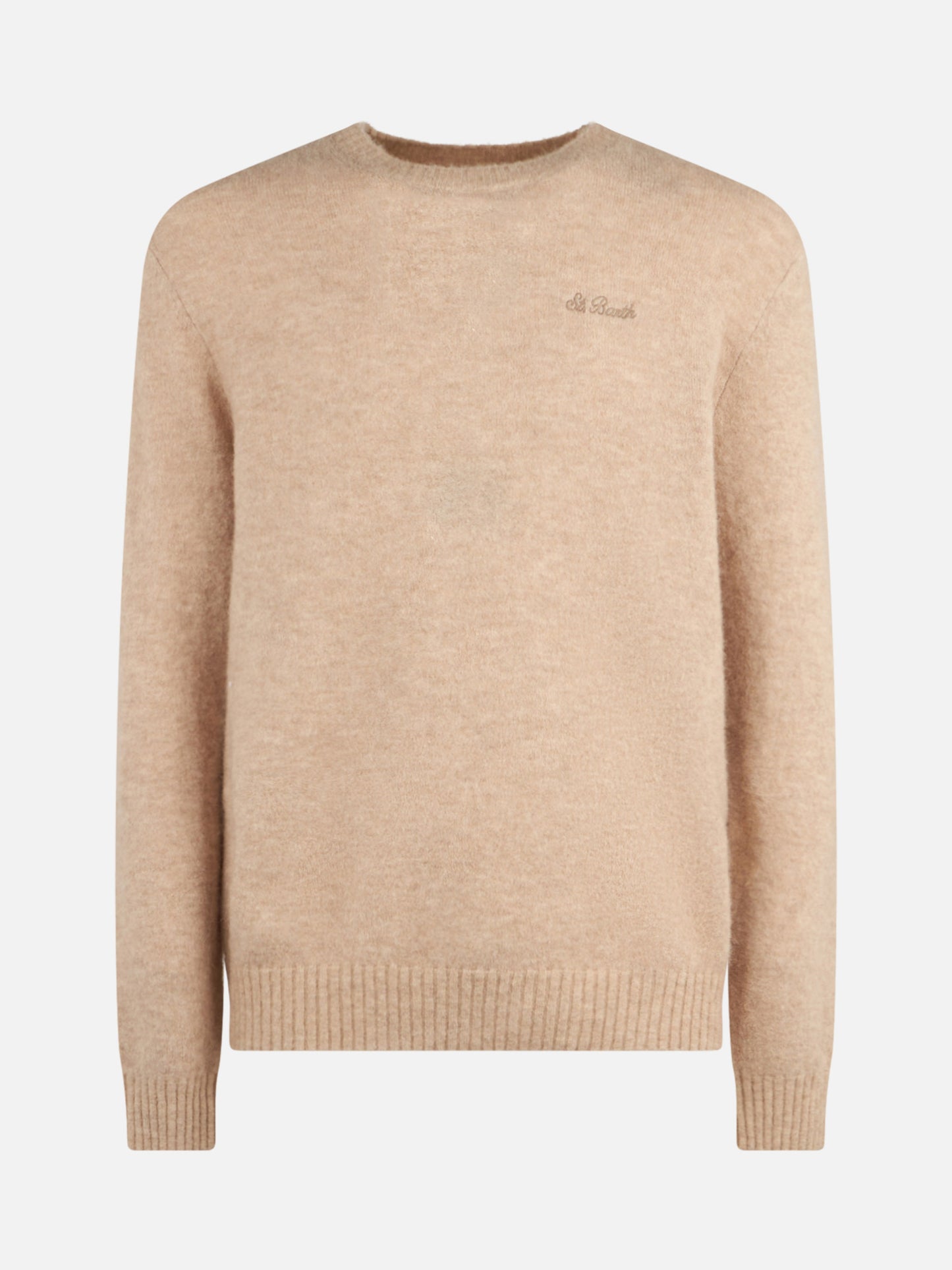 Man beige stretch alpaca sweater with St. Barth embroidery - MC2 Saint Barth