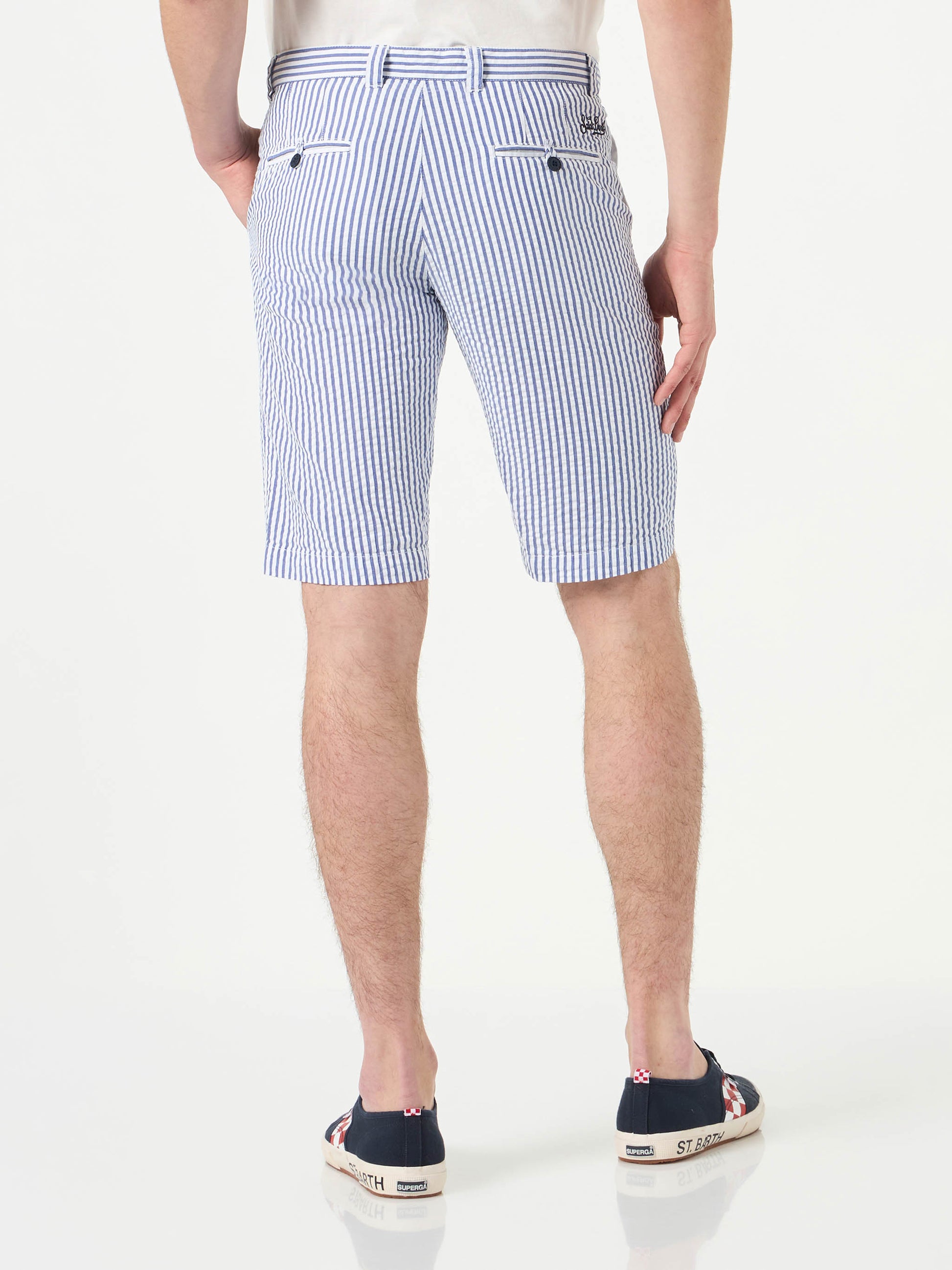 Blue striped bermuda shorts - MC2 Saint Barth