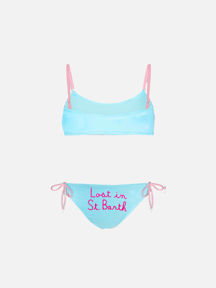 Lost in St. Barth embroided writing girl's bralette bikini - MC2 Saint Barth