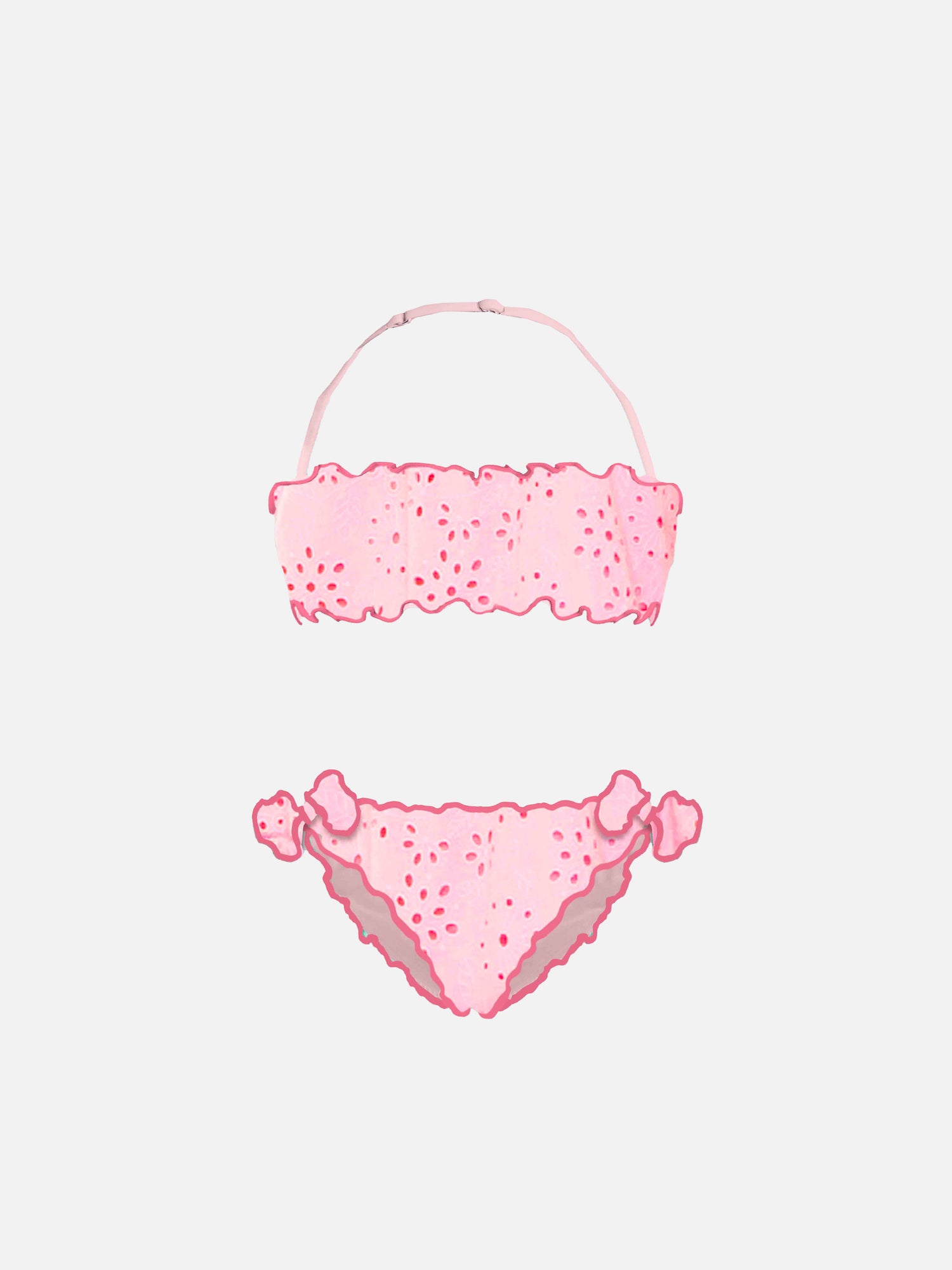 Girl pink sangallo bandeau bikini - MC2 Saint Barth