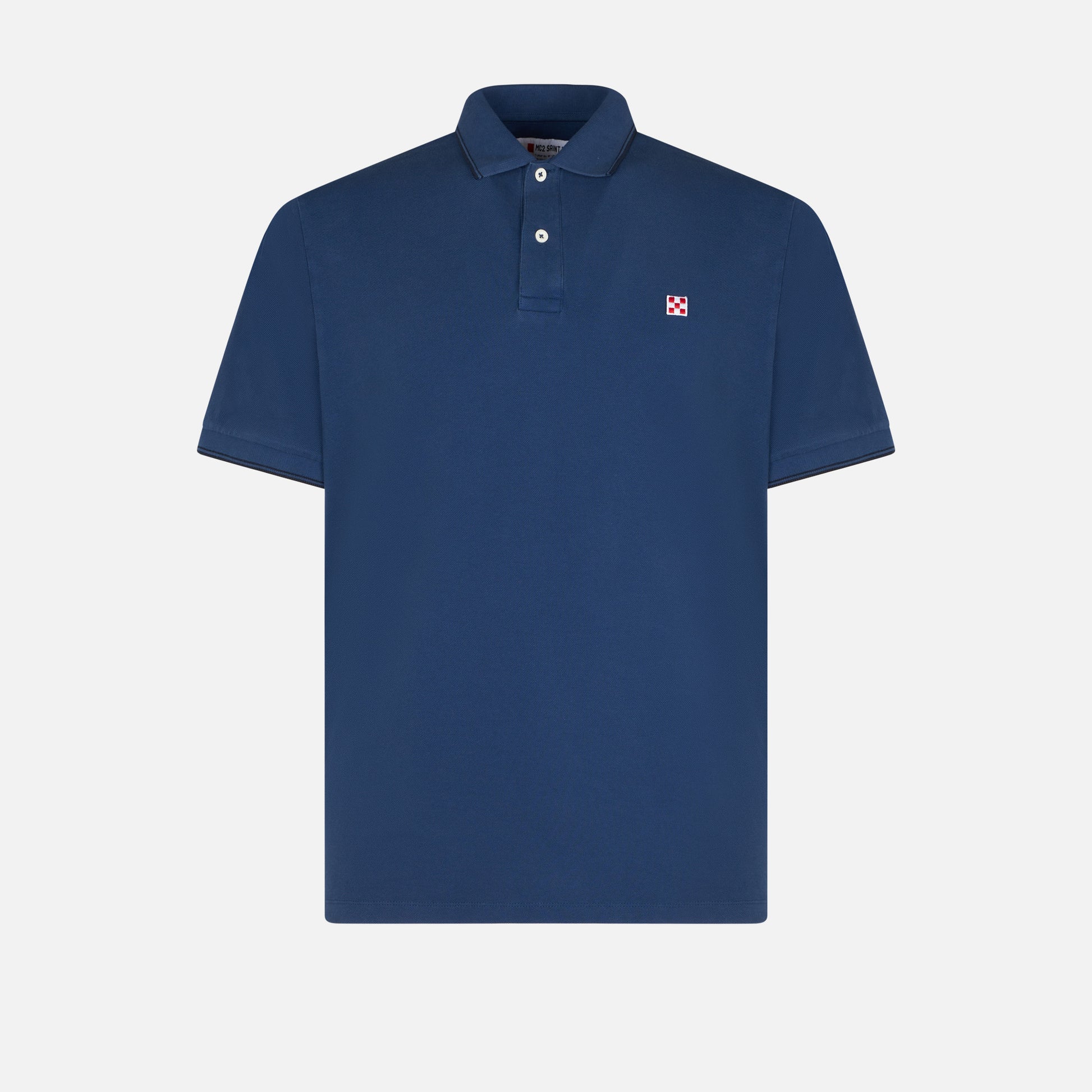 Blue denim piquet polo with St. Barth logo - MC2 Saint Barth