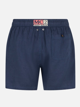Costume da bagno uomo in lino blu navy