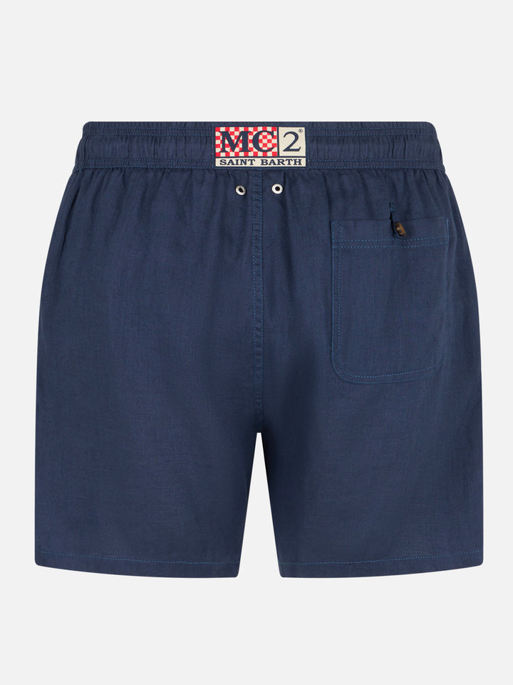 Costume da bagno uomo in lino blu navy