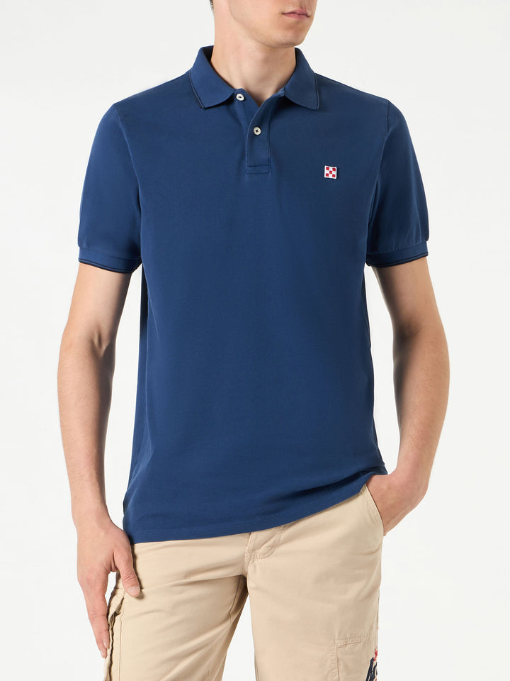 Blue denim piquet polo with St. Barth logo - MC2 Saint Barth
