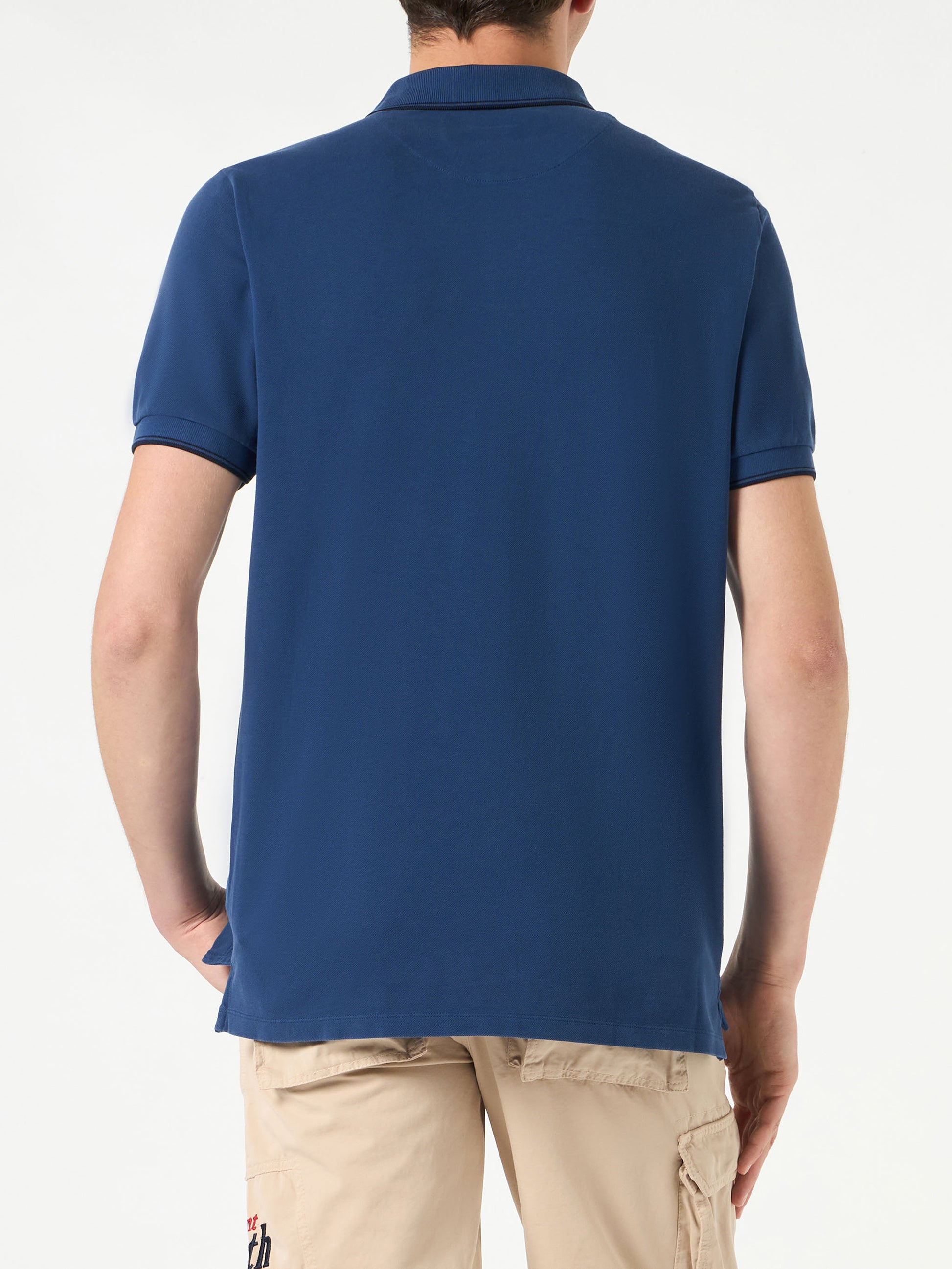 Blue denim piquet polo with St. Barth logo - MC2 Saint Barth