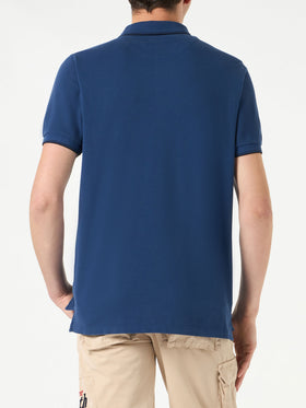Blue denim piquet polo with St. Barth logo - MC2 Saint Barth