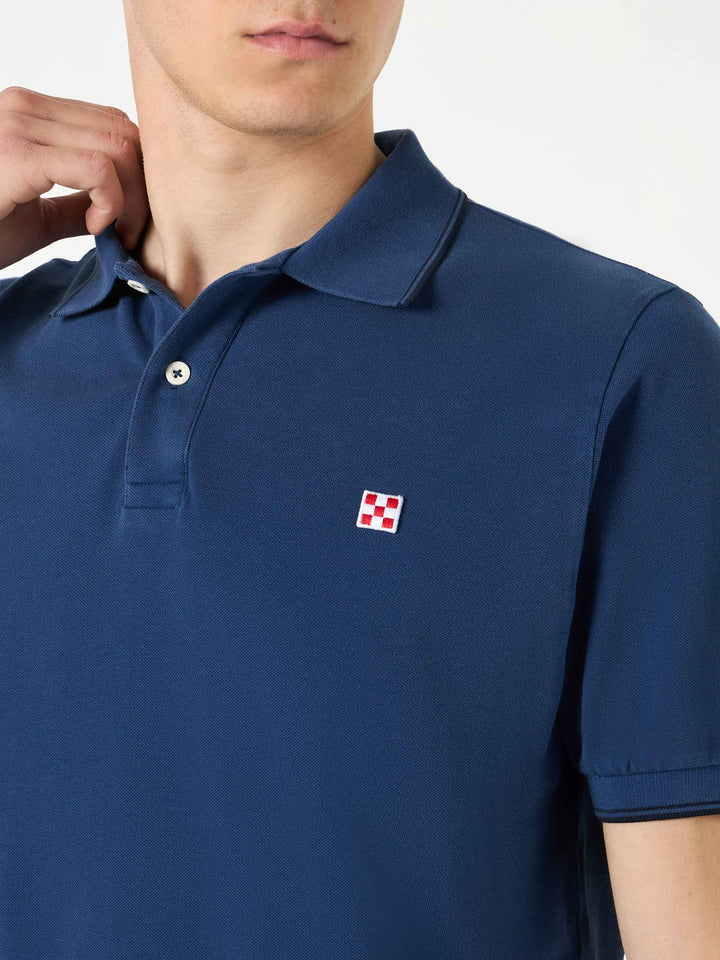 Blue denim piquet polo with St. Barth logo - MC2 Saint Barth