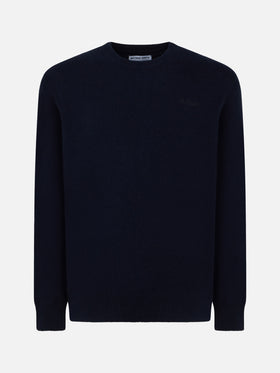 Man crewneck blue sweater with St. Barth embroidery - MC2 Saint Barth