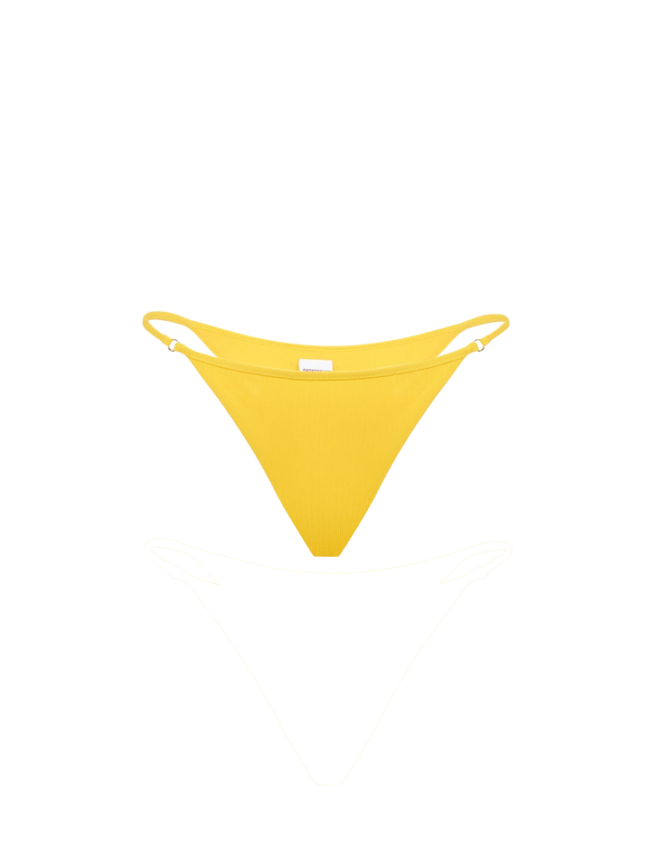 Woman yellow ribbed cheeky swim briefs - MC2 Saint Barth