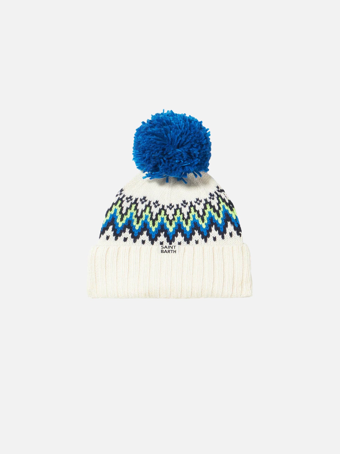 Wengen Nordic Jr beanie with icelandic jacquard and pompon
