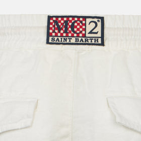 White color linen bermuda short - MC2 Saint Barth