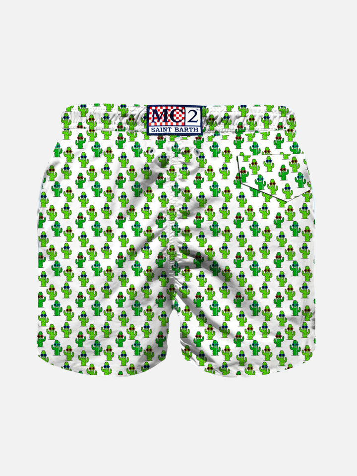 Boy light fabric swim shorts with cactus print - MC2 Saint Barth