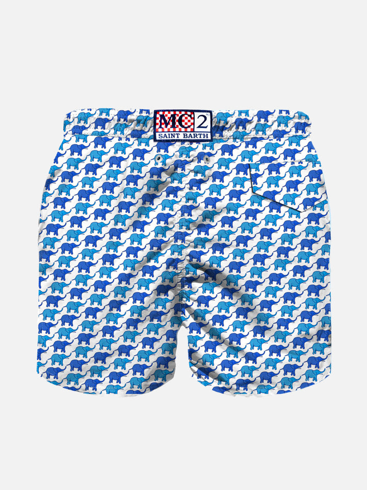 Boy light fabric swim shorts with elephant print - MC2 Saint Barth