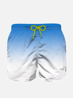 Boy swim shorts with bluette and white gradient print - MC2 Saint Barth