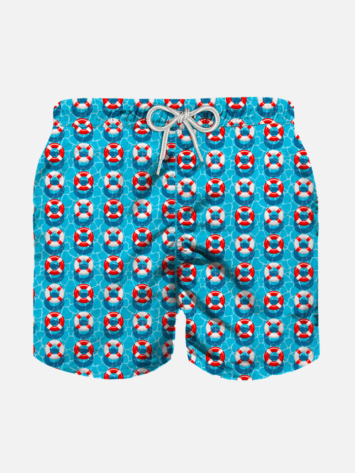Boy light fabric swim shorts with lifesaver print - MC2 Saint Barth