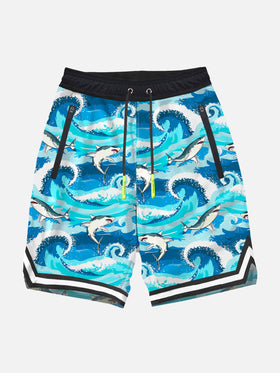 Shark print boy swim shorts surf style - MC2 Saint Barth