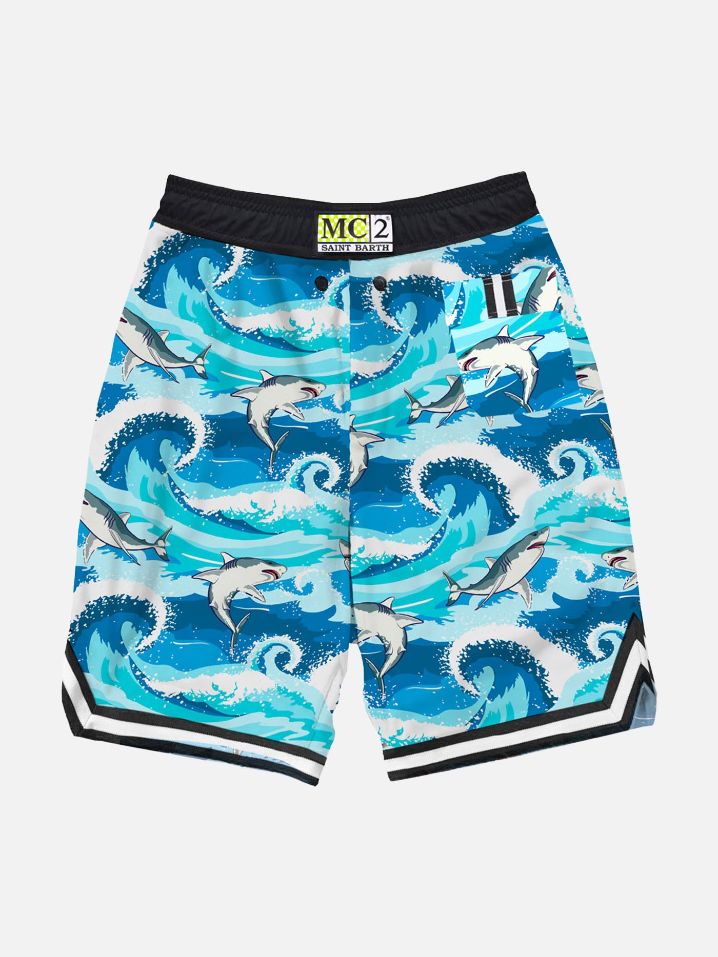 Shark print boy swim shorts surf style - MC2 Saint Barth