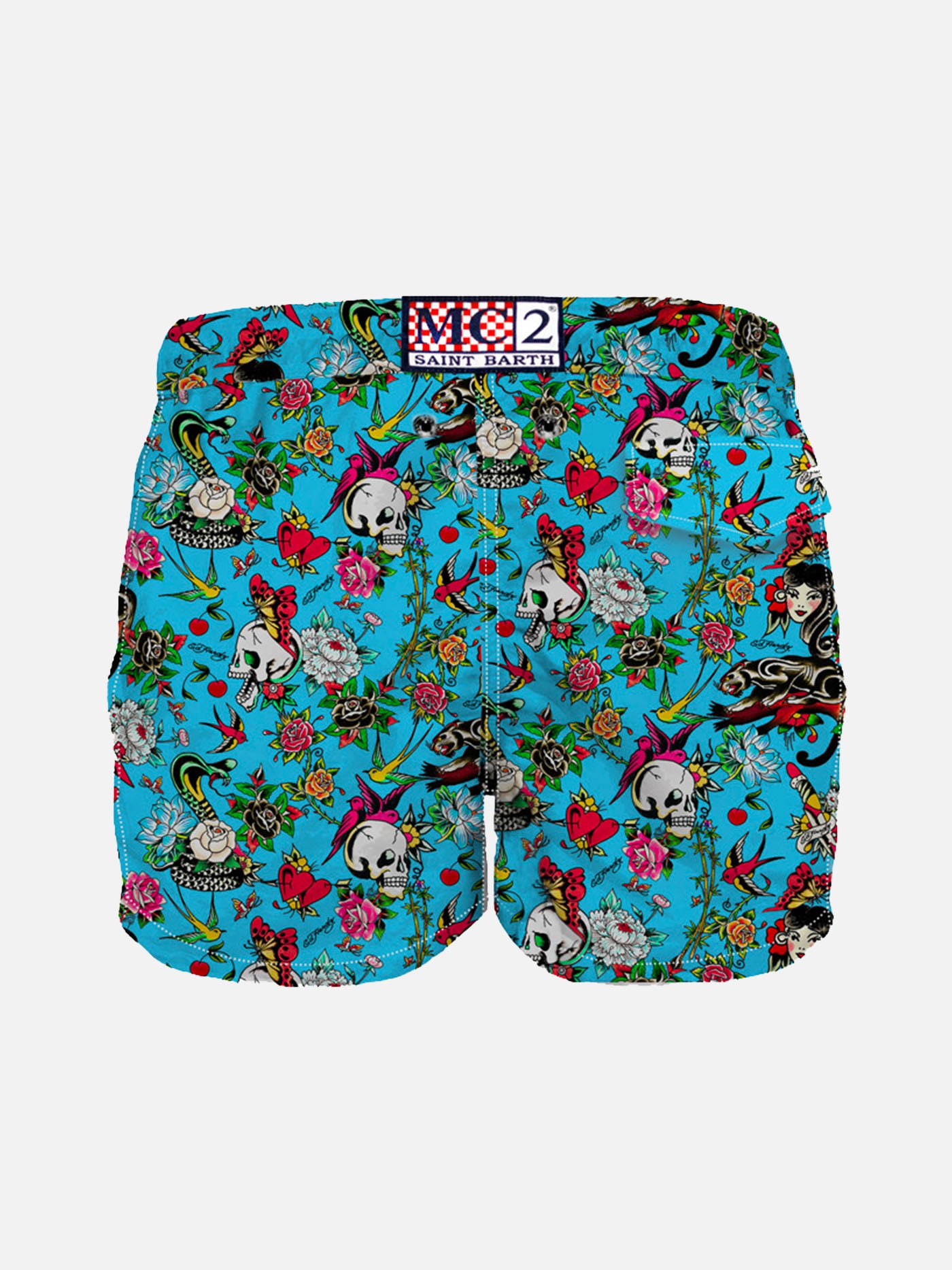 Tattoo print light fabric boy swim shorts - MC2 Saint Barth