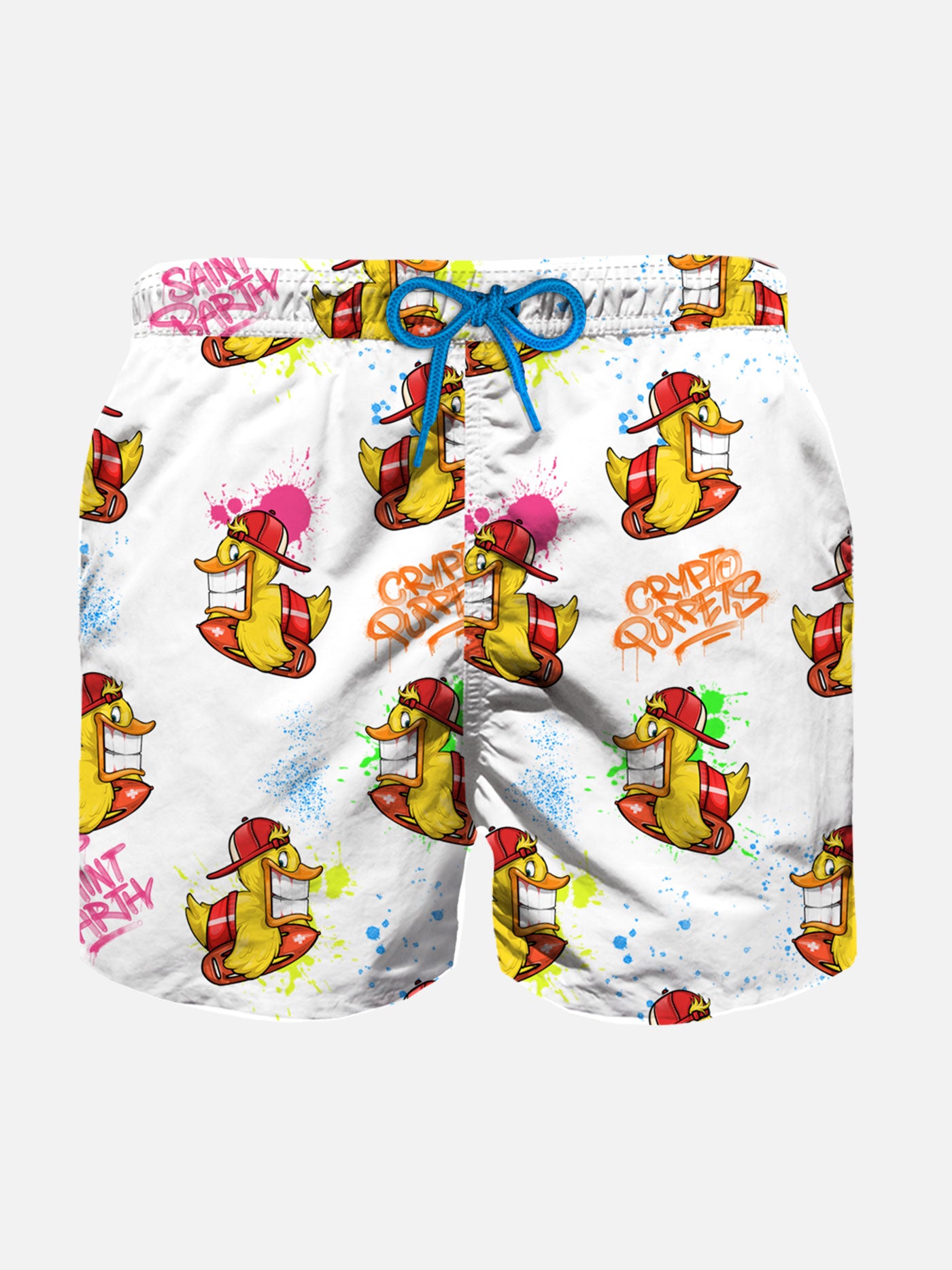 Boy light fabric swim shorts with Crypto ducky print | CRYPTO PUPPETS SPECIAL EDITION - MC2 Saint Barth