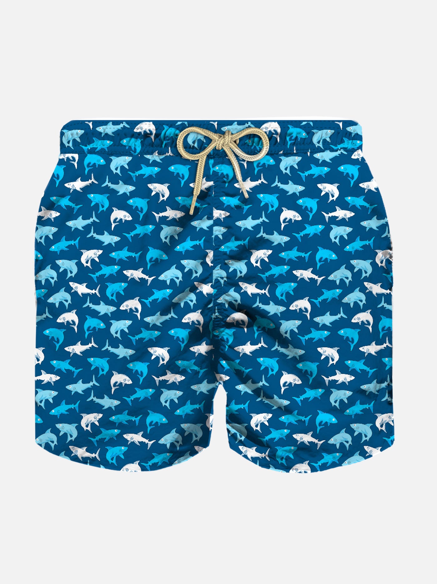 Boy light fabric swim shorts with multicolor sharks print - MC2 Saint Barth