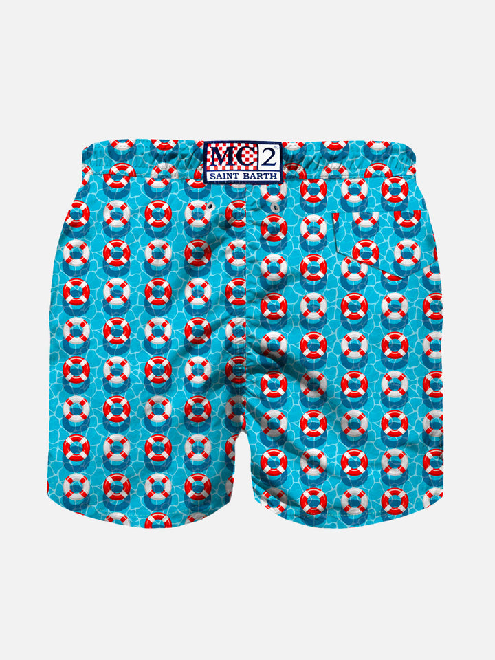 Boy light fabric swim shorts with lifesaver print - MC2 Saint Barth