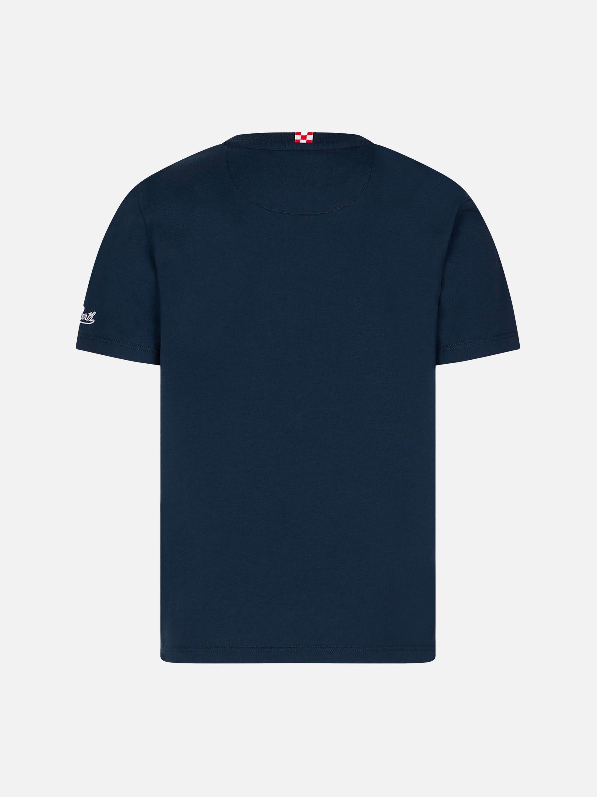 Boy cotton t-shirt with shark printed pocket - MC2 Saint Barth