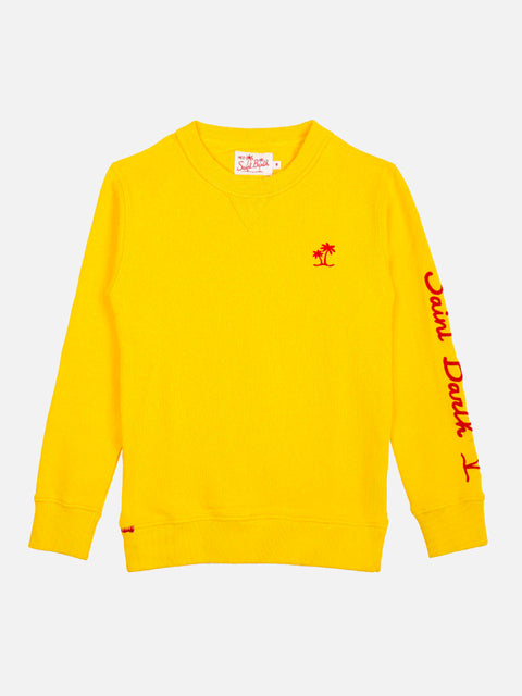 Kid yellow cotton sweatshirt with embroidery - MC2 Saint Barth