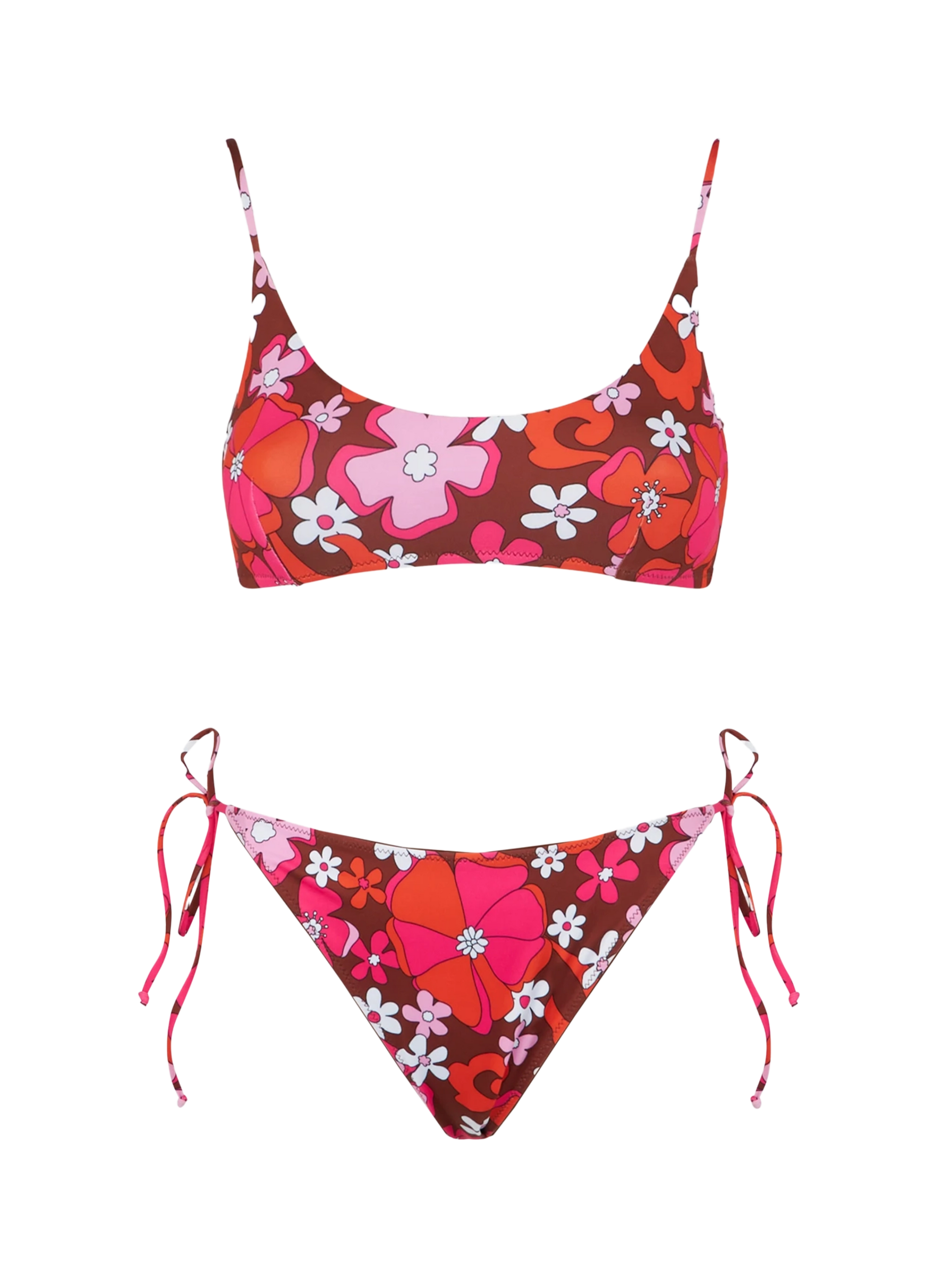 Woman bralette bikini with retro flower print - MC2 Saint Barth